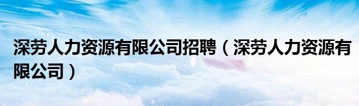 深劳人力资源有限公司招聘(深劳人力资源有限公司)