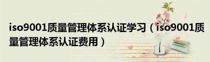 iso9001质量管理体系认证学习(iso9001质量管理体系认证费用)