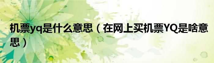 机票yq是什么意思(在网上买机票YQ是啥意思)
