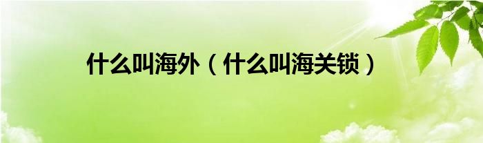 什么叫海外(什么叫海关锁)