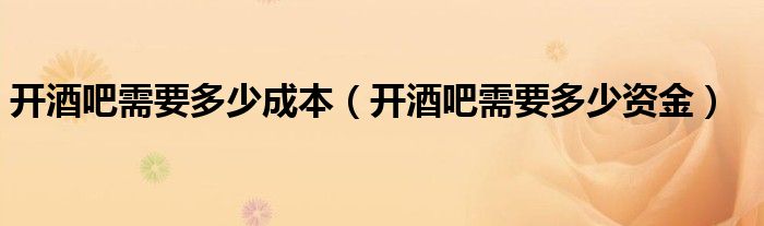 开酒吧需要多少成本(开酒吧需要多少资金)