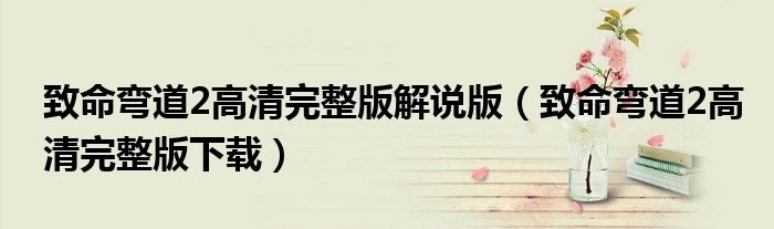 致命弯道2高清完整版解说版(致命弯道2高清完整版下载)