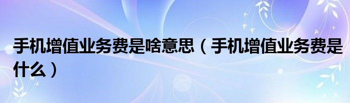 手机增值业务费是啥意思(手机增值业务费是什么)
