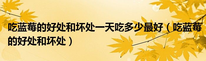 吃蓝莓的好处和坏处一天吃多少最好(吃蓝莓的好处和坏处)