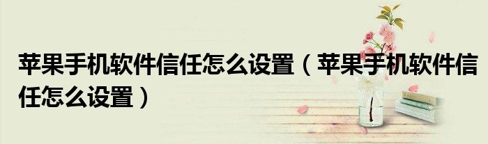 苹果手机软件信任怎么设置(苹果手机软件信任怎么设置)