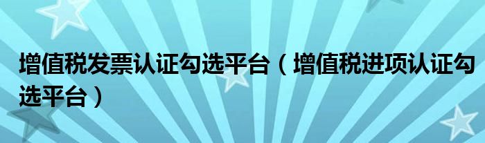 增值税发票认证勾选平台（增值税进项认证勾选平台）