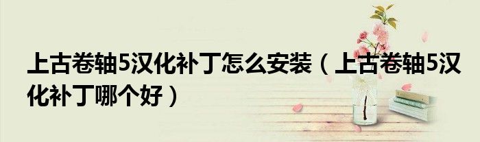 上古卷轴5汉化补丁怎么安装(上古卷轴5汉化补丁哪个好)