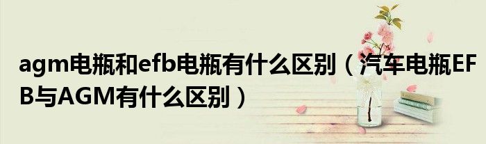 agm电瓶和efb电瓶有什么区别(汽车电瓶EFB与AGM有什么区别)
