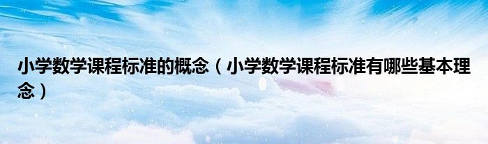 小学数学课程标准的概念(小学数学课程标准有哪些基本理念)