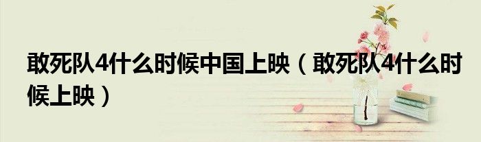 敢死队4什么时候中国上映(敢死队4什么时候上映)