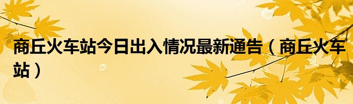商丘火车站今日出入情况最新通告(商丘火车站)