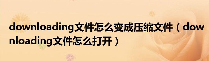 downloading文件怎么变成压缩文件(downloading文件怎么打开)