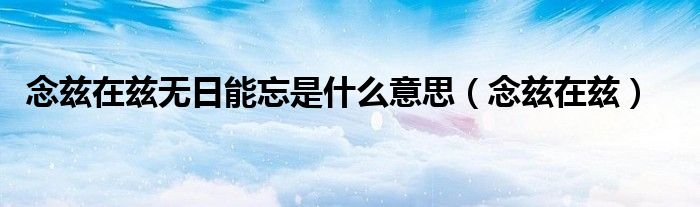 念兹在兹无日能忘是什么意思(念兹在兹)