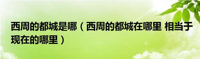 西周的都城是哪(西周的都城在哪里 相当于现在的哪里)