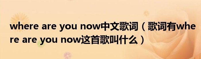 where are you now中文歌词(歌词有where are you now这首歌叫什么)