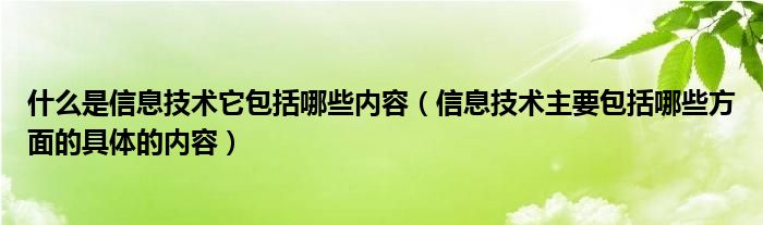 什么是信息技术它包括哪些内容(信息技术主要包括哪些方面的具体的内容)