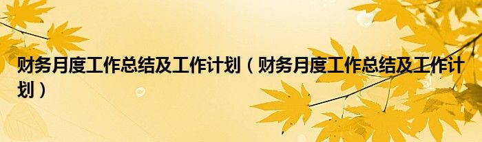 财务月度工作总结及工作计划(财务月度工作总结及工作计划)