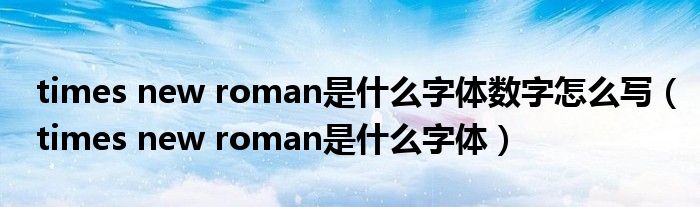 times new roman是什么字体数字怎么写(times new roman是什么字体)