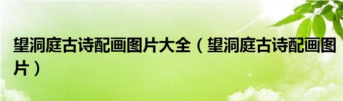 望洞庭古诗配画图片大全(望洞庭古诗配画图片)