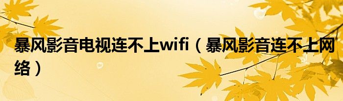 暴风影音电视连不上wifi(暴风影音连不上网络)