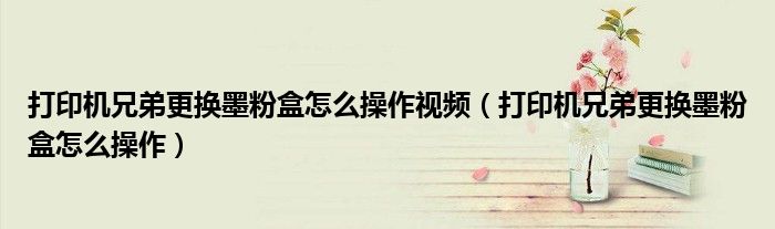 打印机兄弟更换墨粉盒怎么操作视频(打印机兄弟更换墨粉盒怎么操作)