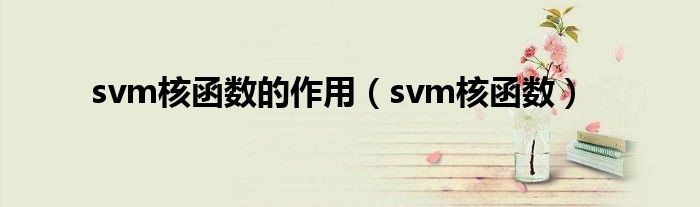 svm核函数的作用(svm核函数)