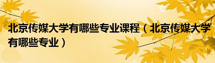 北京传媒大学有哪些专业课程(北京传媒大学有哪些专业)