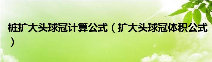 桩扩大头球冠计算公式(扩大头球冠体积公式)