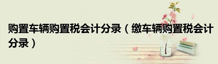 购置车辆购置税会计分录(缴车辆购置税会计分录)