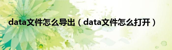 data文件怎么导出(data文件怎么打开)