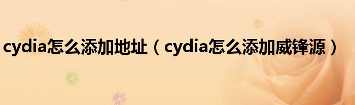 cydia怎么添加地址(cydia怎么添加威锋源)
