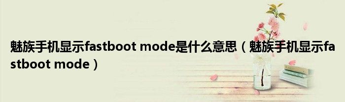 魅族手机显示fastboot mode是什么意思(魅族手机显示fastboot mode)