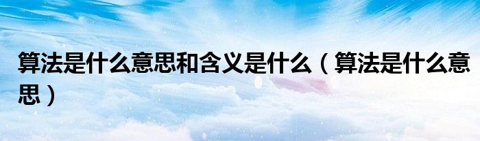 算法是什么意思和含义是什么(算法是什么意思)