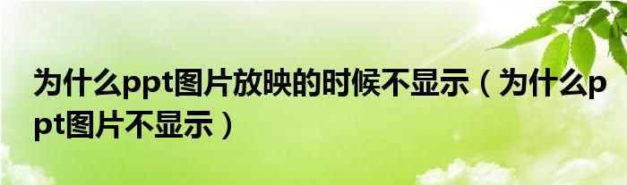 为什么ppt图片放映的时候不显示(为什么ppt图片不显示)
