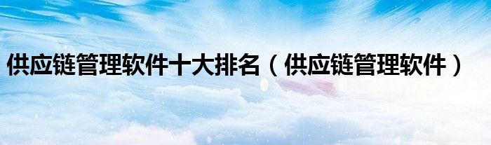 供应链管理软件十大排名(供应链管理软件)