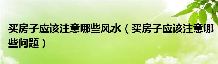 买房子应该注意哪些风水(买房子应该注意哪些问题)