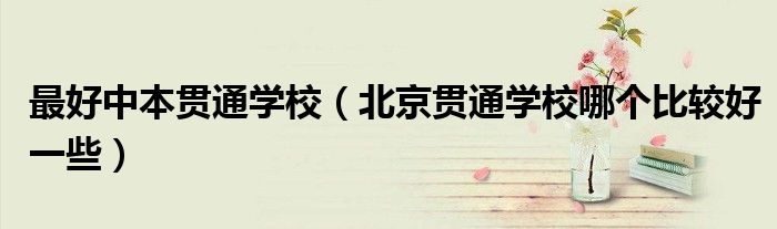 最好中本贯通学校(北京贯通学校哪个比较好一些)