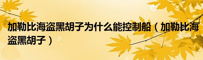 加勒比海盗黑胡子为什么能控制船(加勒比海盗黑胡子)