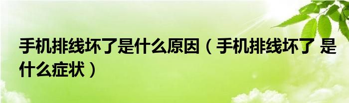 手机排线坏了是什么原因(手机排线坏了 是什么症状)