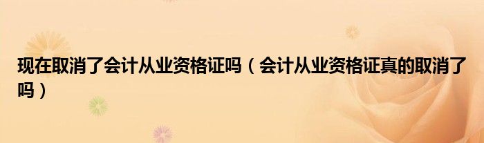 现在取消了会计从业资格证吗(会计从业资格证真的取消了吗)