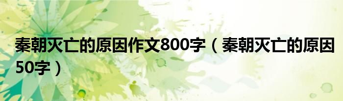 秦朝灭亡的原因作文800字(秦朝灭亡的原因50字)