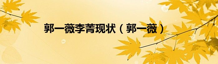 郭一薇李菁现状(郭一薇)