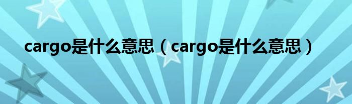 cargo是什么意思(cargo是什么意思)