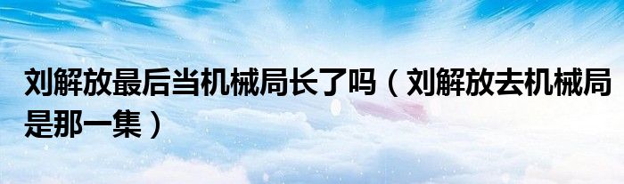 刘解放最后当机械局长了吗(刘解放去机械局是那一集)