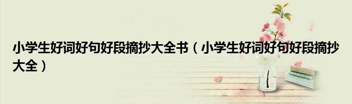 小学生好词好句好段摘抄大全书(小学生好词好句好段摘抄大全)