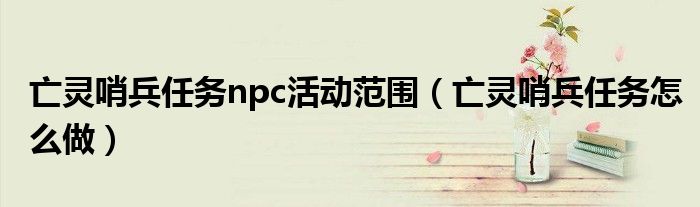 亡灵哨兵任务npc活动范围(亡灵哨兵任务怎么做)