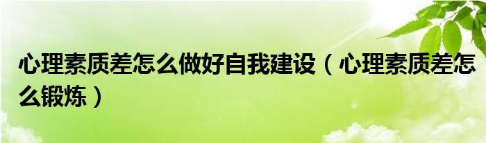 心理素质差怎么做好自我建设(心理素质差怎么锻炼)