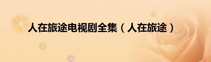 人在旅途电视剧全集(人在旅途)
