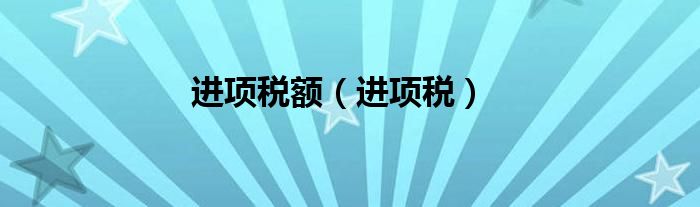 进项税额（进项税）