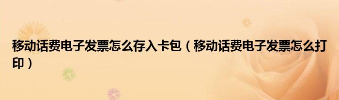 移动话费电子发票怎么存入卡包(移动话费电子发票怎么打印)